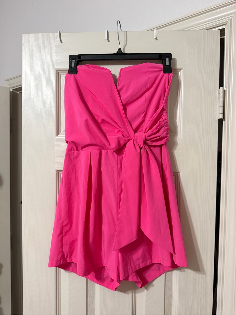 Charlotte Russe Bright Pink Strapless Sweetheart Romper